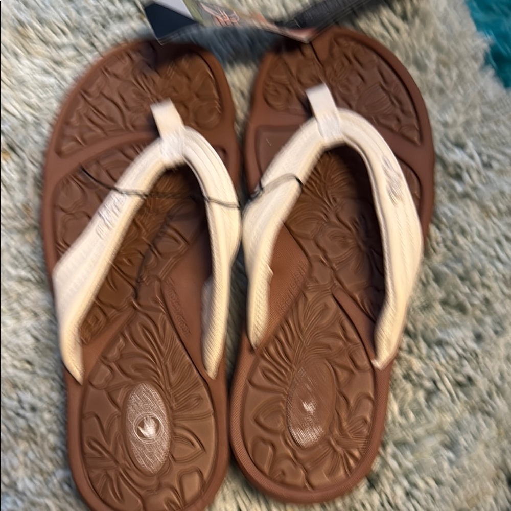 Brown and Cream Flip Flops